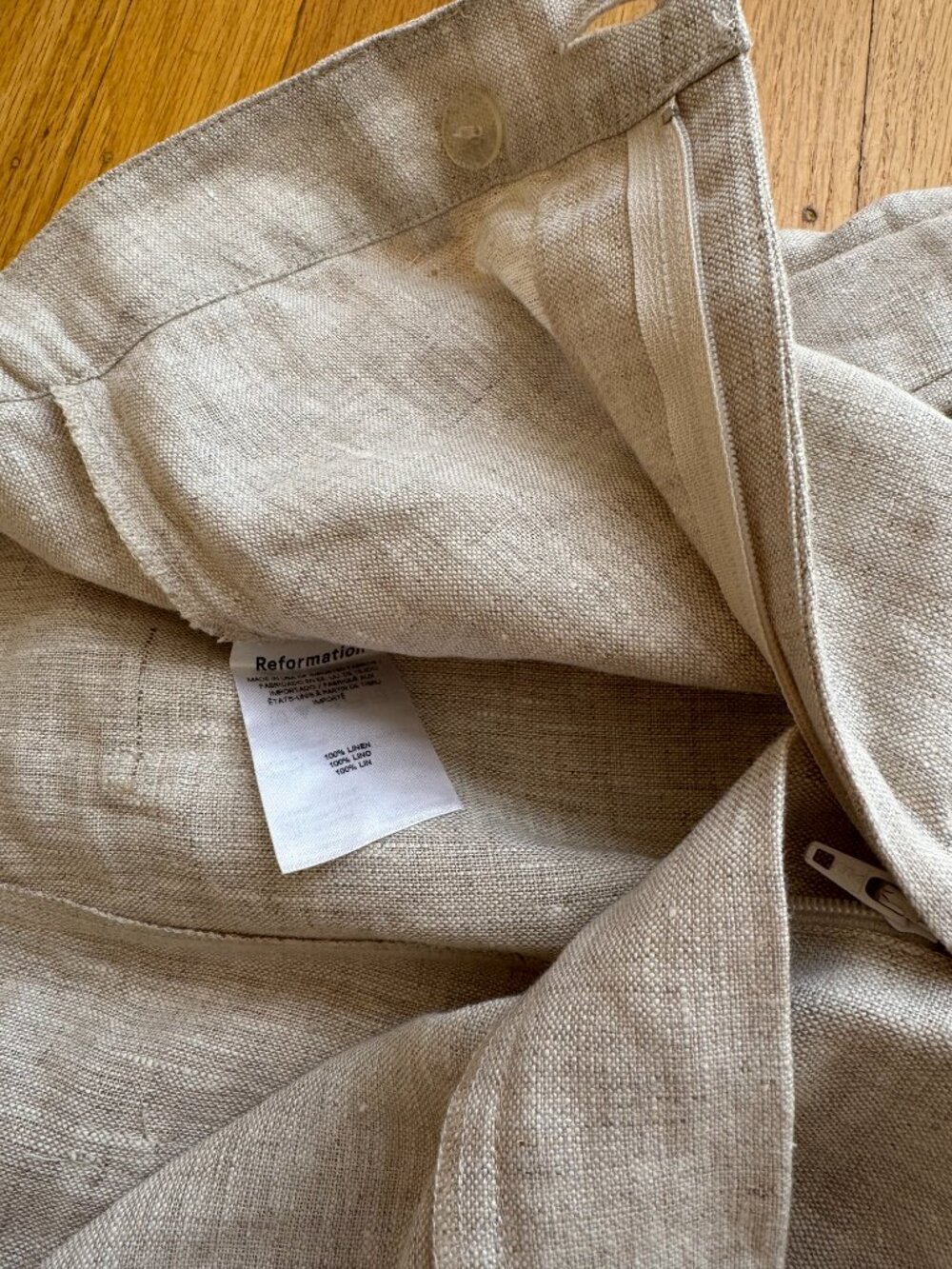 100% linen. Reformation Petites Freddie Linen Pant Oatmeal - Size 4P - Picture 5 of 6